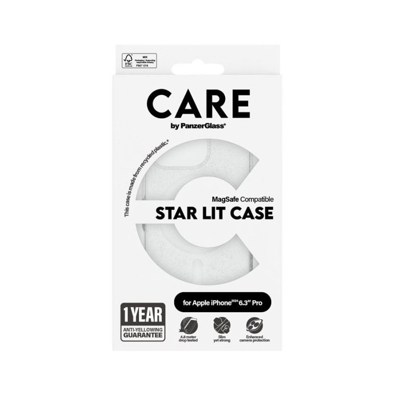 CARE Flagship Case | Aizmugures vāks | Apple | iPhone 16 Pro | Pārstrādāta plastmasa | Balts | Urban Combat Star Lit ar MagSafe