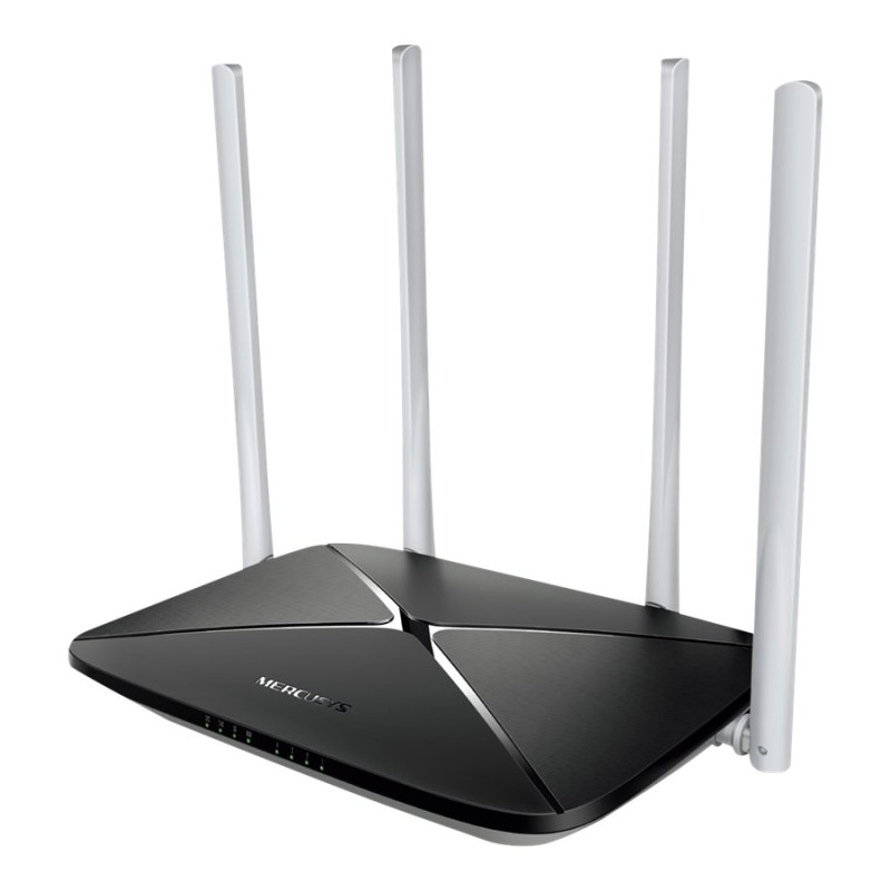 Mercusys | AC1200 divu joslu bezvadu maršrutētājs | AC12 | 802.11ac | 300+867 Mbit/s | 10/100 Mbit/s | Ethernet LAN (RJ-45) porti 3 | Mesh atbalsts Nē | MU-MIMO Nē | Nav mobilo datu | Antenas tips 4xFiksētas | Nav