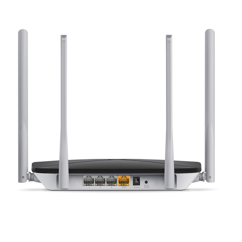 Mercusys | AC1200 divu joslu bezvadu maršrutētājs | AC12 | 802.11ac | 300+867 Mbit/s | 10/100 Mbit/s | Ethernet LAN (RJ-45) porti 3 | Mesh atbalsts Nē | MU-MIMO Nē | Nav mobilo datu | Antenas tips 4xFiksētas | Nav