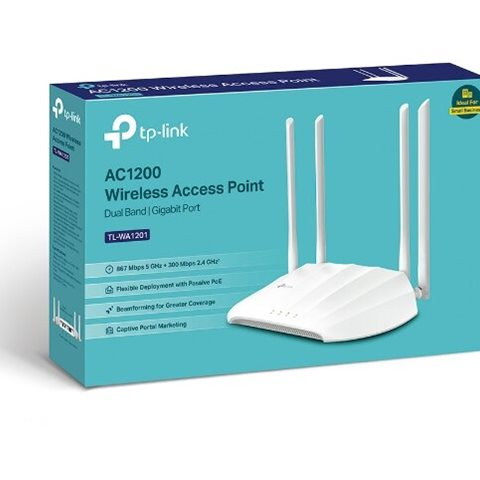 TP-LINK | Access Point | TL-WA1201 | 802.11ac | 2.4GHz/5 GHz | 300+867 Mbit/s | 10/100/1000 Mbit/s | Ethernet LAN (RJ-45) ports 1 | MU-MIMO Jā | bez PoE | Antenas tips 4 fiksētas augstas veiktspējas