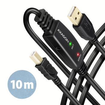 AXAGON | USB pastiprinātāja kabelis, 10 m | ADR-210B | USB Type A - USB Type B