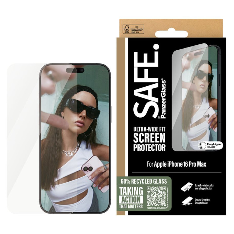PanzerGlass Screen protector | Apple | iPhone 16 Pro Max | Glass | Transparent | Ultra-Wide Fit