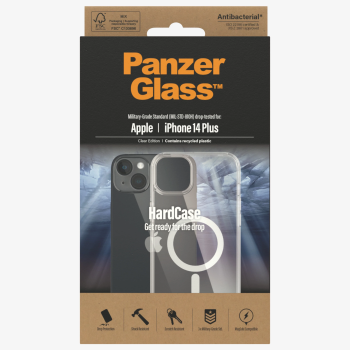 PanzerGlass | HardCase MagSafe saderīgs | Apple | iPhone 14 Plus | Caurspīdīgs | MagSafe saderīgs; Militārā līmeņa standarts; 100% pārstrādāta rāmja materiāls