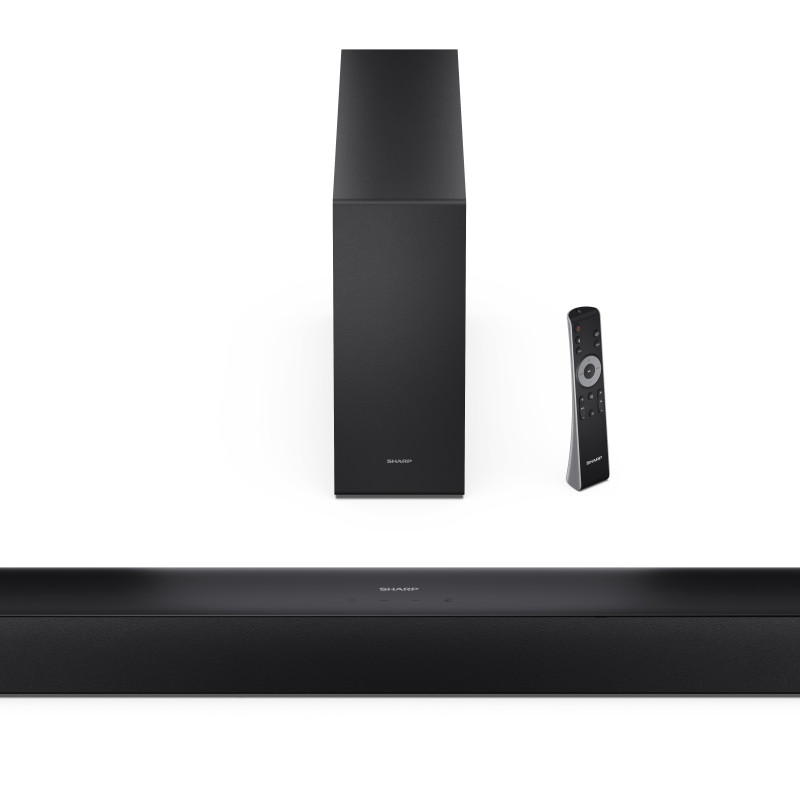 Sharp 2.1 Dolby Atmos/DTS Virtual:X skaņas josla ar plānu bezvadu subvūferi | HT-SBW310 | 330 W | Bluetooth | Bezvadu savienojums | Melna