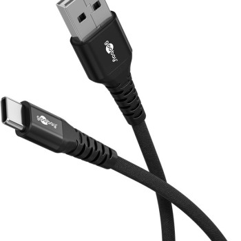Goobay | USB-C uz USB-A supersoft tekstila kabelis ar metāla spraudņiem | 74527