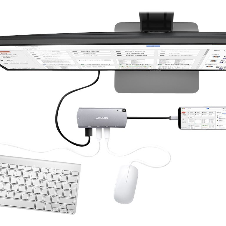 AXAGON SuperSpeed USB-C Combo 6in1 Hub | HMC-6M2