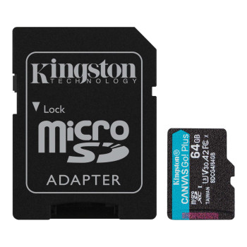 Kingston | Canvas Go! Plus | 64 GB | SD | Flash atmiņa klase Class 10, UHS-I, U3, V30, A2