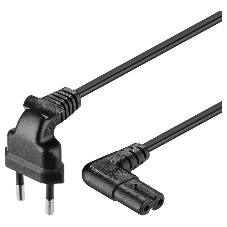 Goobay | 97350 | Euro savienojuma vads, abos galos leņķis | Melns Euro spraudnis (Type C CEE 7/16) | Ierīces ligzda C7