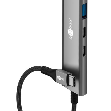 Goobay Slim 4-portu USB koncentrators, USB-C uz USB-C/USB-A, 5 Gbit/s | 76563