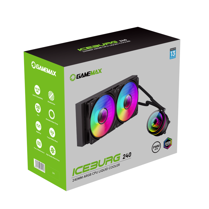 Gamemax CPU šķidruma dzesētājs | ICEBURG 240 INFINITY | Melns