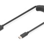 Digitus | USB 2.0 Type A uz USB C spirāles kabelis | AK-300430-006-S | USB-A uz USB-C USB 2.0 Type A, spraudnis | USB C, spraudnis