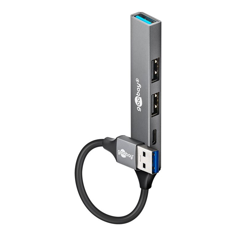 Goobay Slim 4-Port USB centrmezgls, USB-A uz USB-C/USB-A, 5 Gbit/s | 74458