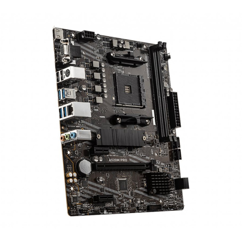 MSI | A520M PRO | Procesoru saime AMD | Procesora ligzda AM4 | DDR4 | Atmiņas sloti 2 | Čipsets AMD A | Micro ATX