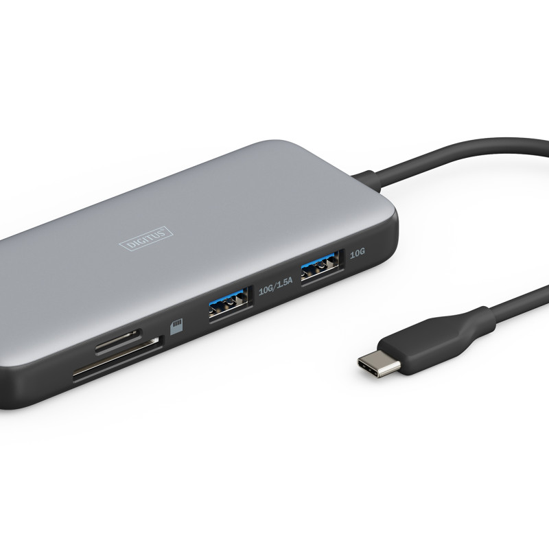 Digitus USB-C dokstacija, 8 porta | DA-70915 | Ethernet LAN (RJ-45) porti 1 | HDMI portu skaits 2