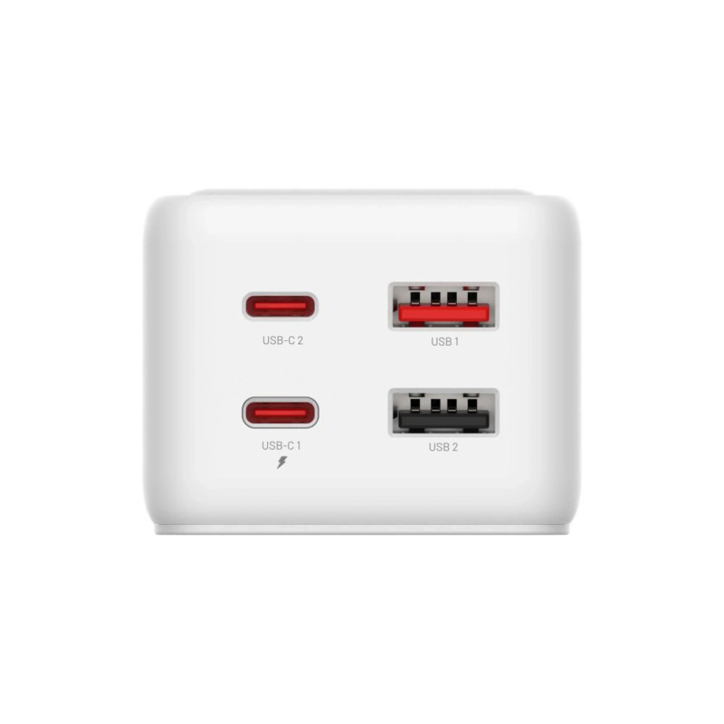 Fixed piedziņas pagarinātājs ar 2x USB-C un 2x USB, GaN III, 1,5 m, PD 65W | FIXCS65-1.5-WH