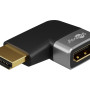 Goobay 72010 HDMI leņķa adapters 90° horizontāls, 8K @ 60 Hz, zeltīti kontakti, melns/sudraba