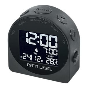 Muse | Pārnēsājams ceļojumu modinātājs | M-09C | Melns