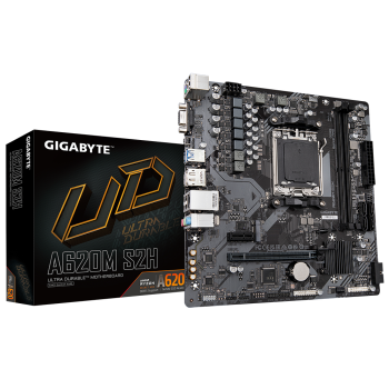 Gigabyte | A620M S2H 1.0 M/B | Procesoru saime AMD | Procesora ligzda AM5 | DDR5 DIMM | Atmiņas sloti 2 | Atbalstītie cietā diska interfeisi SATA, M.2 | SATA savienotāji 4 | Čipsets AMD A620 | Micro ATX