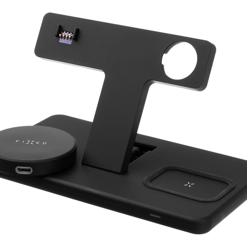 Fixed | MagPowerstation 3-in-1 bezvadu uzlādes statīvs ar MagSafe kronšteinu | FIXMPOS-BK | Melns