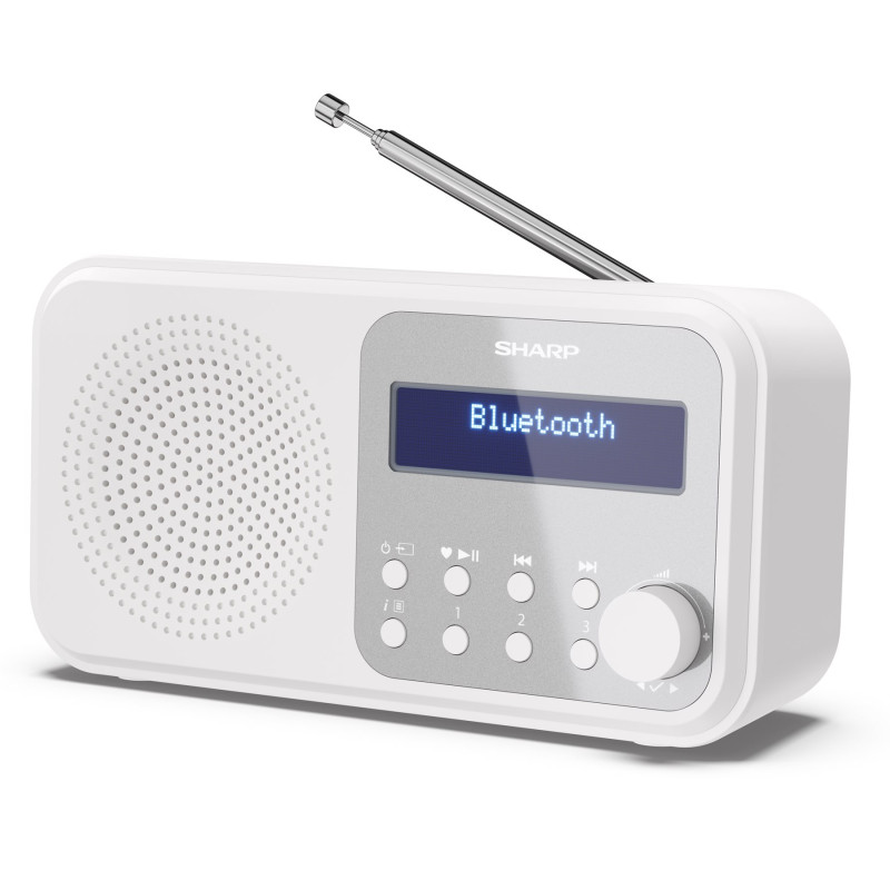 Sharp DR-P420(WH) Tokyo pārnējama digitālā radio, FM/DAB/DAB+, Bluetooth 5.0, USB vai bateriju barošana, sniegbalta | Sharp | Tokyo Portable Digital Radio | DR-P420(WH) | Bluetooth | White