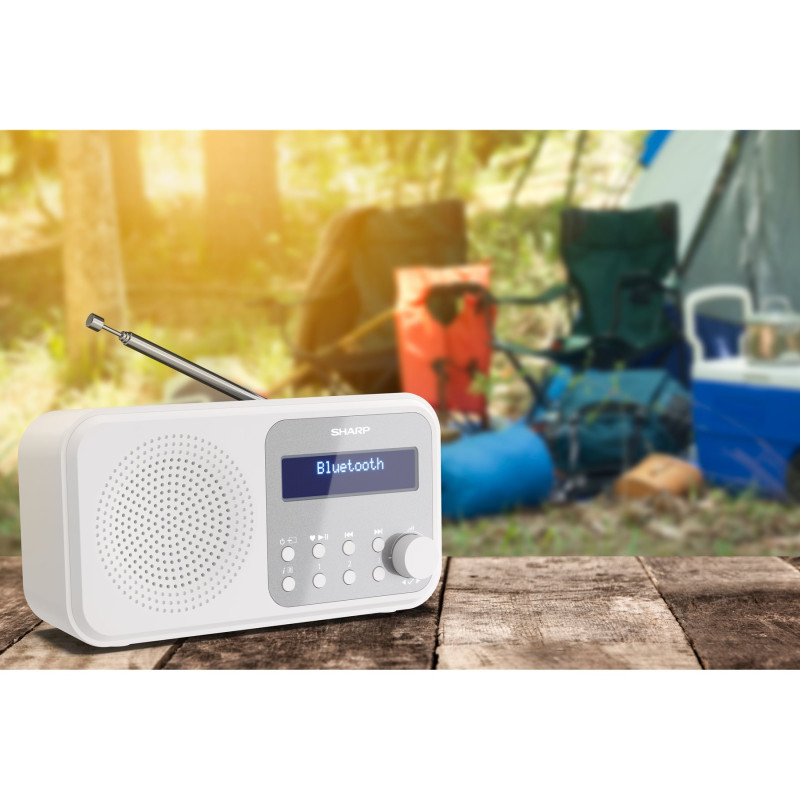 Sharp DR-P420(WH) Tokyo pārnējama digitālā radio, FM/DAB/DAB+, Bluetooth 5.0, USB vai bateriju barošana, sniegbalta | Sharp | Tokyo Portable Digital Radio | DR-P420(WH) | Bluetooth | White