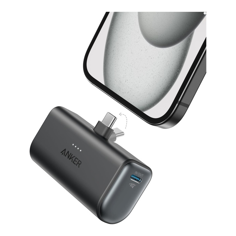 Anker Nano powerbank ar iebūvētu USB-C spraudni | A1653H11 | 5000 mAh | Melns