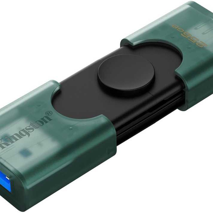 Kingston USB Flash Drive | DataTraveler Duo | 256 GB | USB Type-A and USB Type-C | Black/Green