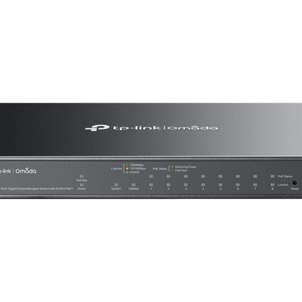 TP-Link ES210GP Omada 10 portu Gigabit viegli pārvaldāms komutators ar 8 portu PoE+ | TP-LINK