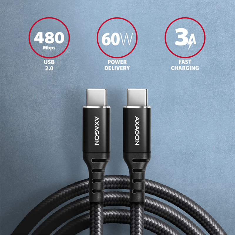 AXAGON | Data and charging cable, 1.5 m | BUCM-CM15AB | USB Type C to USB Type C