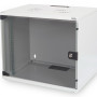 Digitus | 7U sienas stiprināms skapis | DN-19 07U-S-1 | Aizsardzības klase IP20. Aizslēdzamas drošības stikla durvis. Durvju atvēršanās leņķis 200°. Priekšējās durvis: stikla durvis, vienā atverē. Bez montāžas 370x540x400 mm | Pelēks