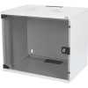 Digitus | 7U sienas stiprināms skapis | DN-19 07U-S-1 | Aizsardzības klase IP20. Aizslēdzamas drošības stikla durvis. Durvju atvēršanās leņķis 200°. Priekšējās durvis: stikla durvis, vienā atverē. Bez montāžas 370x540x400 mm | Pelēks