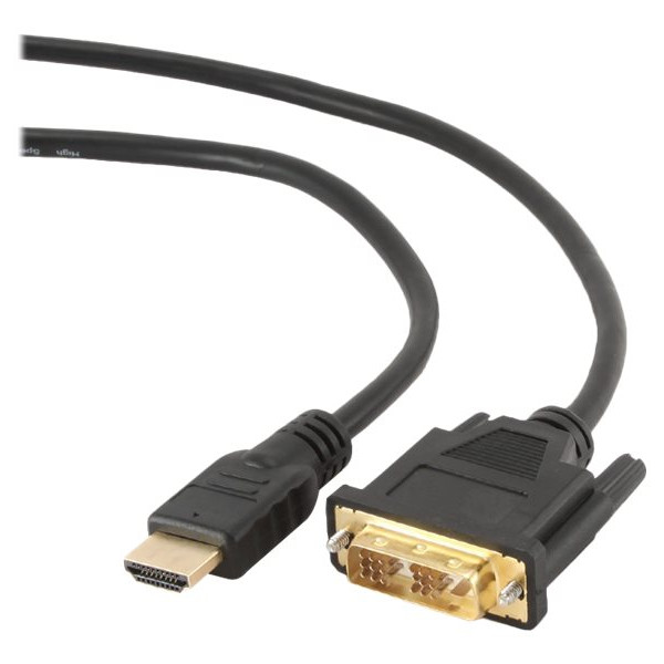Gembird | HDMI uz DVI kabelis (Single Link) | HDMI 19pin spraudnis | DVI 18+1pin spraudnis | HDMI uz DVI‑D | 0.5 m