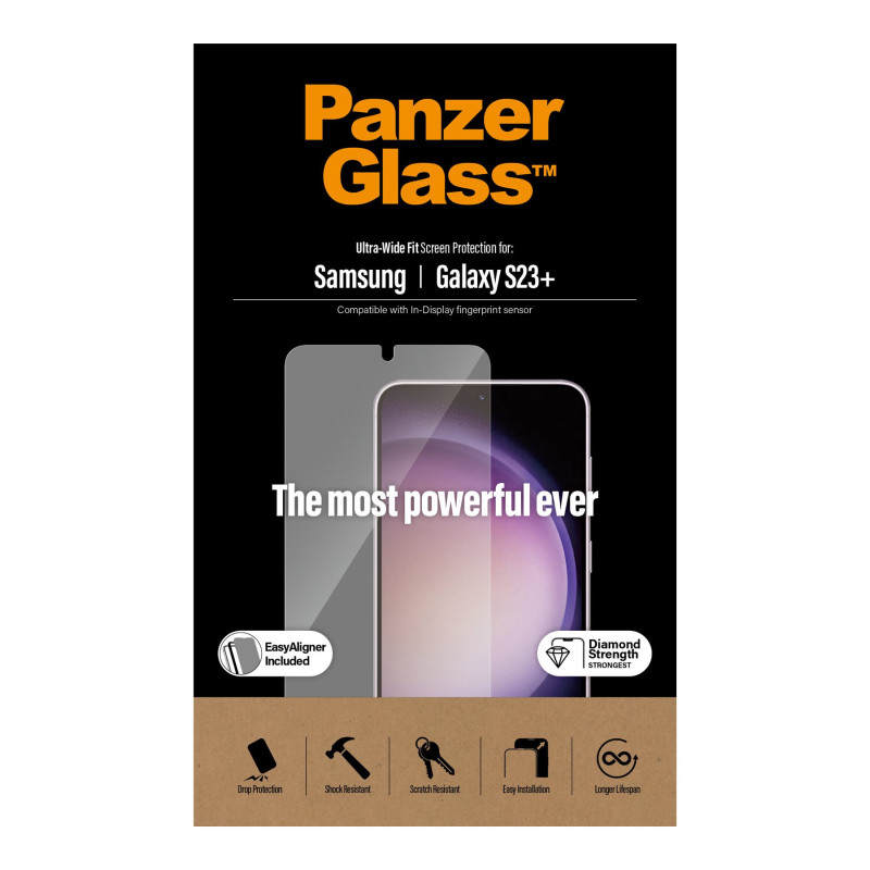 PanzerGlass ekrāna aizsargstikls Samsung Galaxy S23+, Ultra-Wide fit ar Easyaligner | PanzerGlass