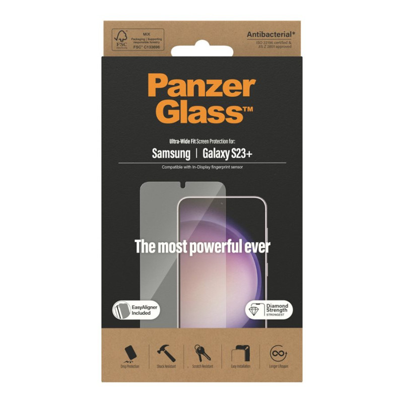 PanzerGlass ekrāna aizsargstikls Samsung Galaxy S23+, Ultra-Wide fit ar Easyaligner | PanzerGlass