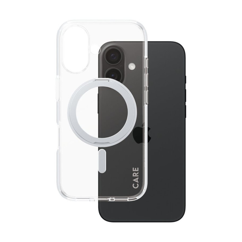 CARE Feature Case | Back cover | Apple | iPhone 16 | Recycled plastic | Silver | Kickstand & MagSafe