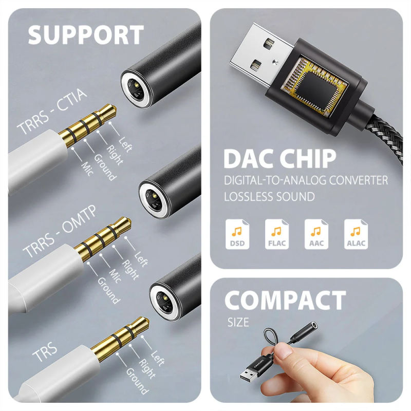 AXAGON ADA-HA USB-A Hi-Res DAC audio adapters