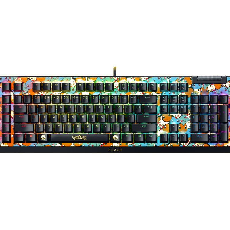 Razer | BlackWidow V4 X | Mechanical Gaming Keyboard | Wired | US | Green Mechanical Switches | Pokémon Edition | Chroma RGB