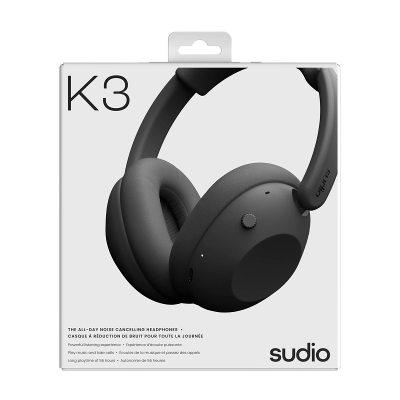 Sudio Austiņas | K3 | Bluetooth | Over-ear | Mikrofons | Ink Black | Trokšņu slāpēšana | Bezvadu