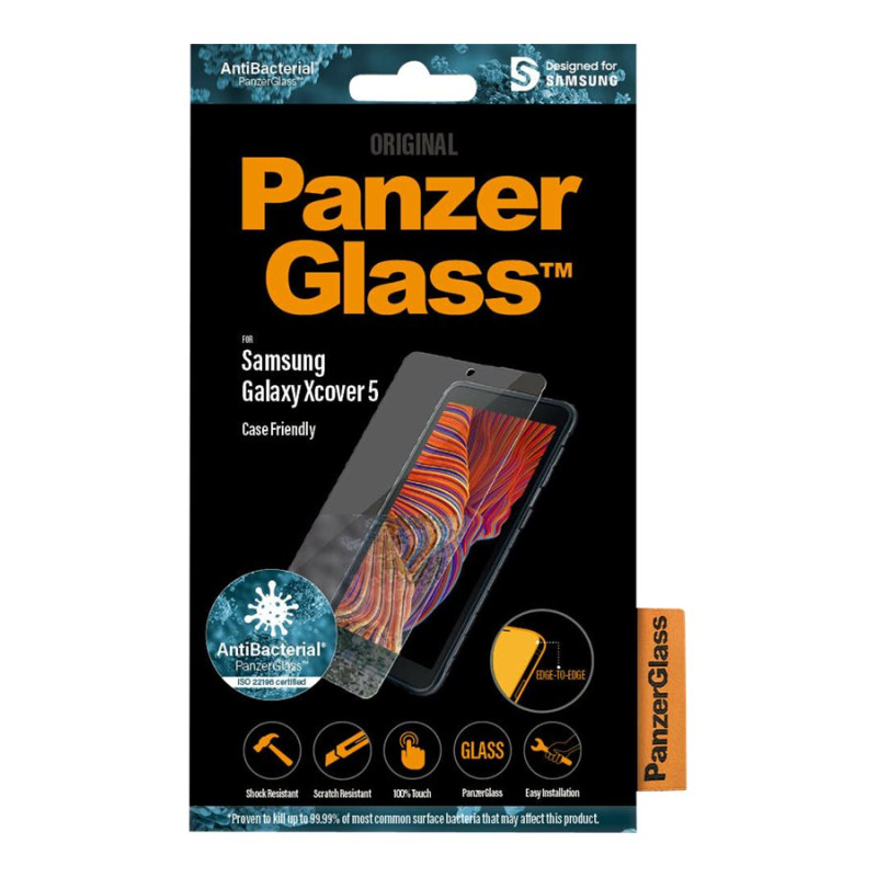 PanzerGlass | Samsung | Galaxy Xcover 5 | Temperēts stikls | Melns | Ekrāna aizsargs pret pirkstu nospiedumiem
