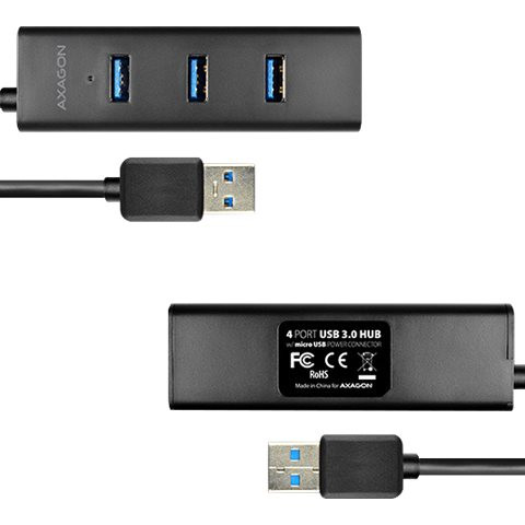 AXAGON četrportu USB 3.0 hubs ar ātru uzlādi un barošanas atbalstu | HUE-S2B