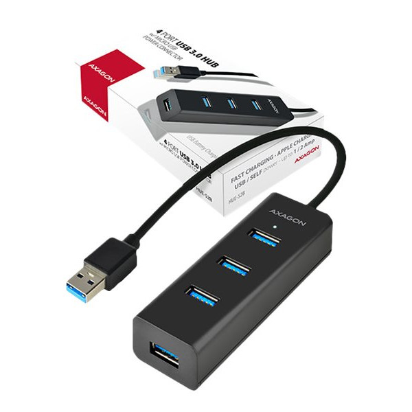 AXAGON četrportu USB 3.0 hubs ar ātru uzlādi un barošanas atbalstu | HUE-S2B