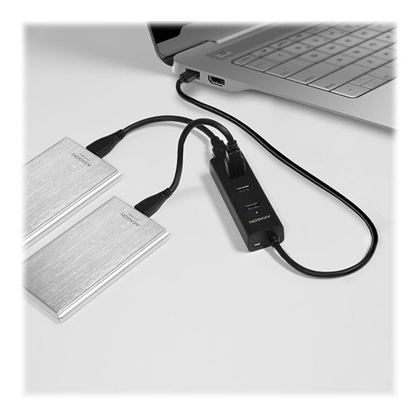 AXAGON četrportu USB 3.0 hubs ar ātru uzlādi un barošanas atbalstu | HUE-S2B
