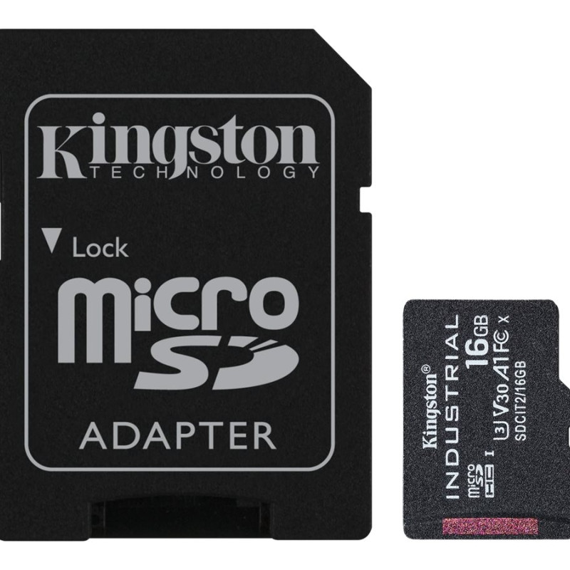 Kingston | UHS-I | 16 GB | microSDHC/SDXC Industrial Card | Flash memory class Class 10, UHS-I, U3, V30, A1 | SD Adapter