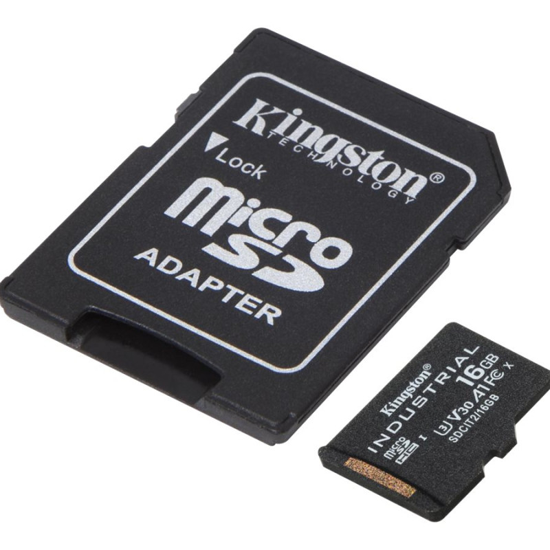 Kingston | UHS-I | 16 GB | microSDHC/SDXC Industrial Card | Flash memory class Class 10, UHS-I, U3, V30, A1 | SD Adapter