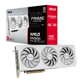Asus Prime Radeon RX 9070 XT White OC Edition 16GB GDDR6 | AMD | 16 GB | Radeon RX 9070 XT | GDDR6 | HDMI portu skaits 1 | PCI Express 5.0