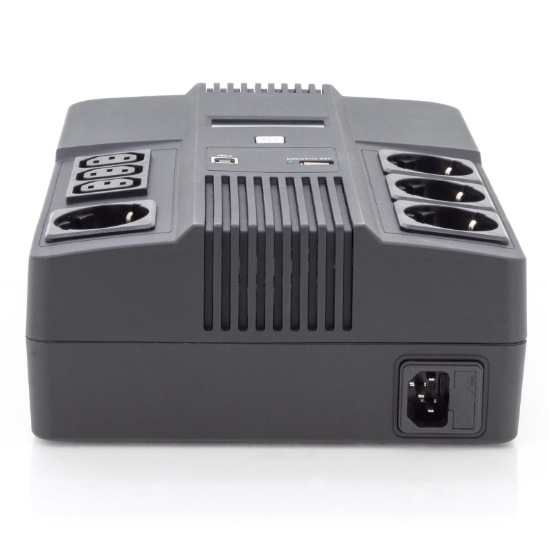 Digitus | All-in-One UPS | All-in-One UPS, 600VA/360W, LED 12V/7Ah x1, 4x CEE 7/7, 3x IEC C13, USB, RJ45 | 600 VA | 360 W