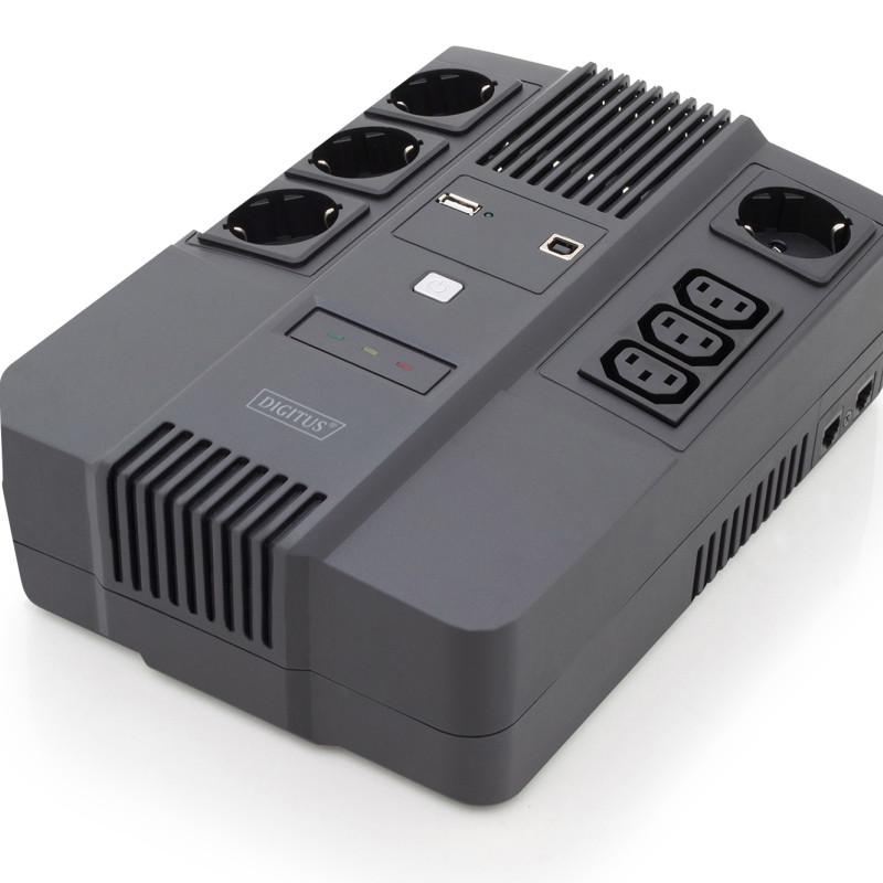 Digitus | All-in-One UPS | All-in-One UPS, 600VA/360W, LED 12V/7Ah x1, 4x CEE 7/7, 3x IEC C13, USB, RJ45 | 600 VA | 360 W