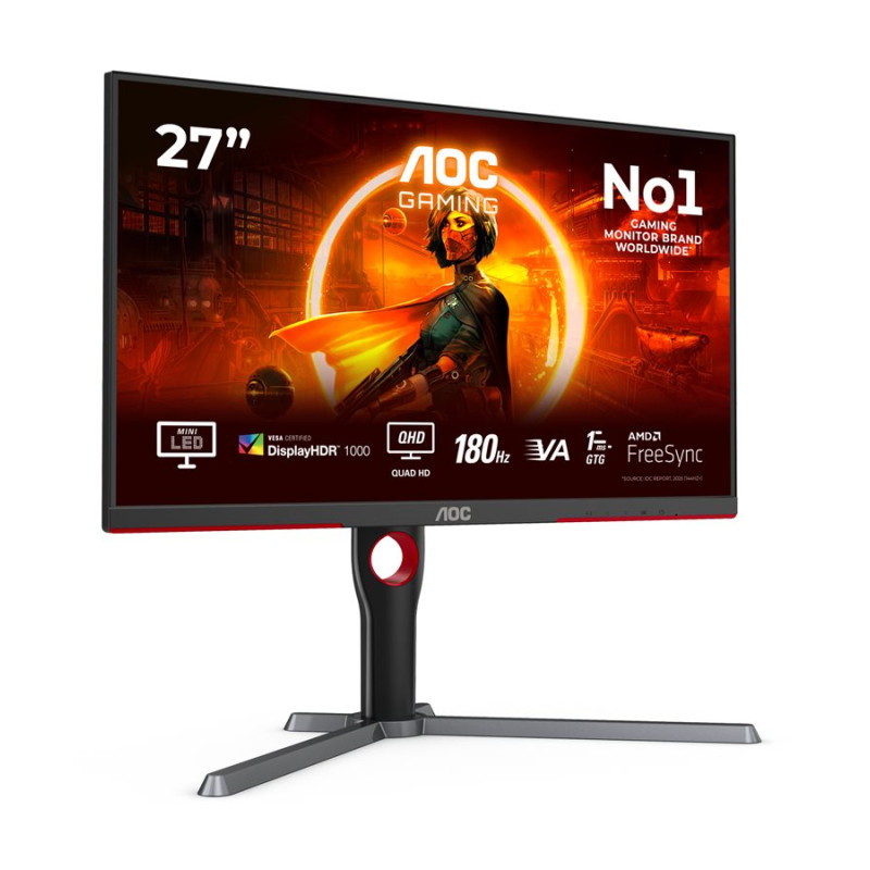 AOC | Monitor | Q27G3XMN/BK | 27 " | VA | 16:9 | 180 Hz | 1 ms | 2560 x 1440 pixels | 700 cd/m² | HDMI ports quantity 2 | Black