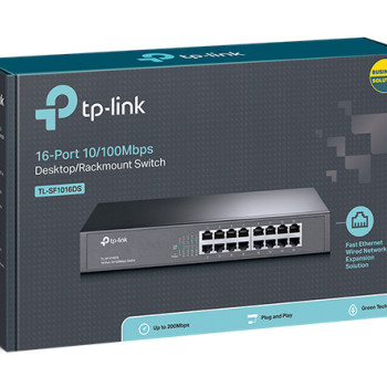 TP-LINK | Switch | TL-SF1016DS | Nenodrošināts | Galda/stiprināms iekšējos skapjos | 10/100 Mbps (RJ-45) porti 16 | Barošanas avots ārējs