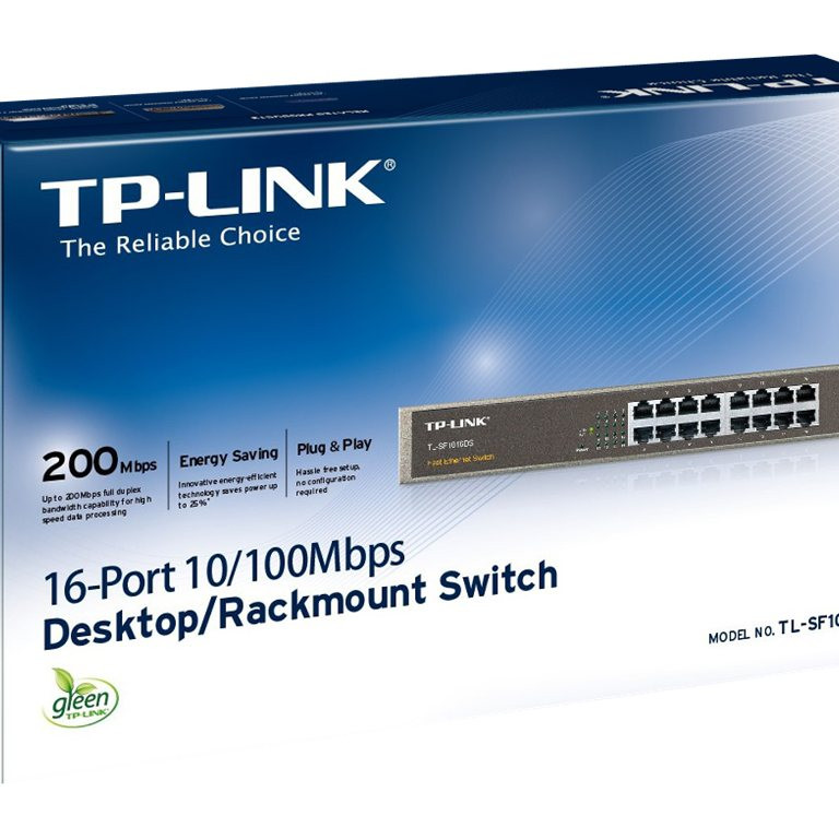 TP-LINK | Switch | TL-SF1016DS | Nenodrošināts | Galda/stiprināms iekšējos skapjos | 10/100 Mbps (RJ-45) porti 16 | Barošanas avots ārējs